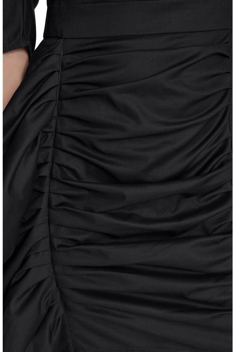 Puff Sleeve Side Ruched Dress, Alternate, color, BLACK