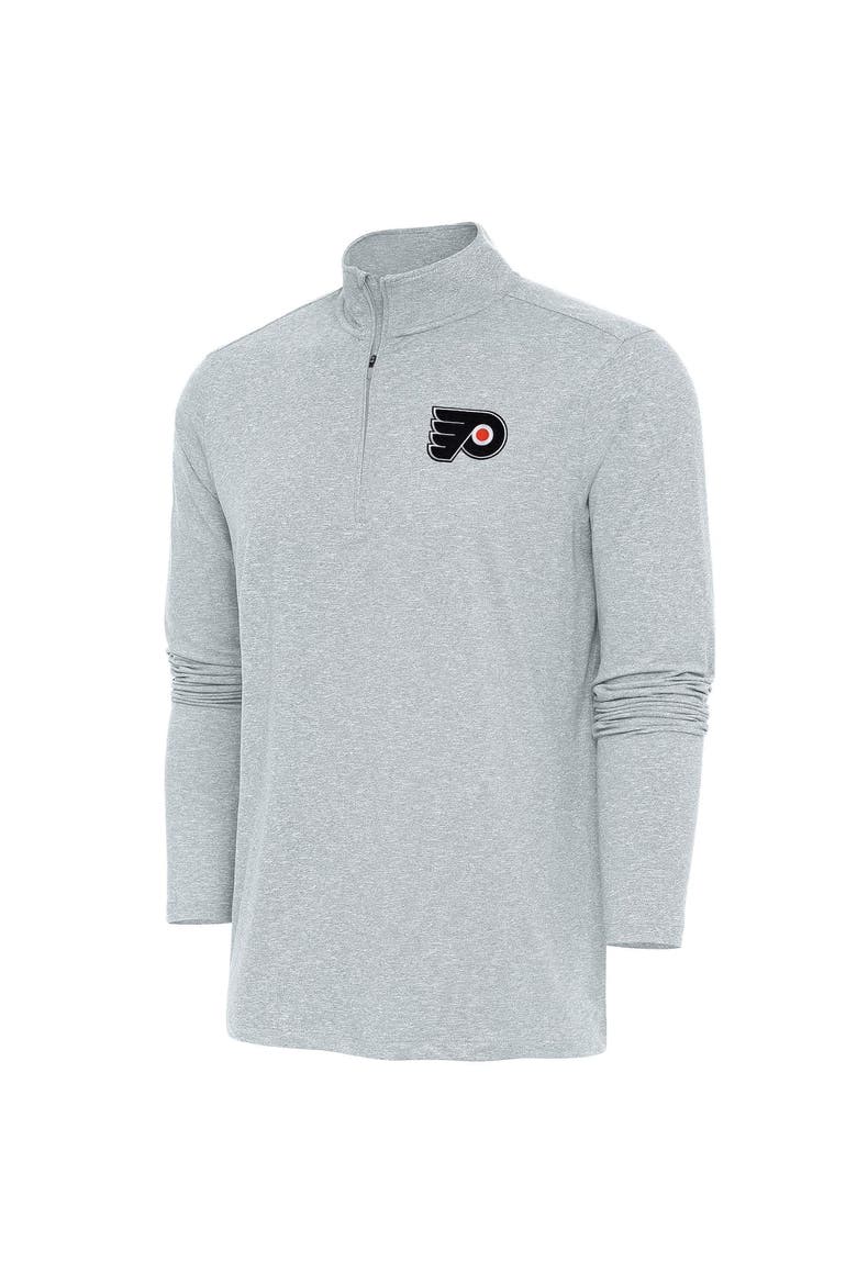 Men's Antigua  Heather Gray Philadelphia Flyers Hunk Quarter-Zip Pullover Top, Alternate, color, Heather Gray