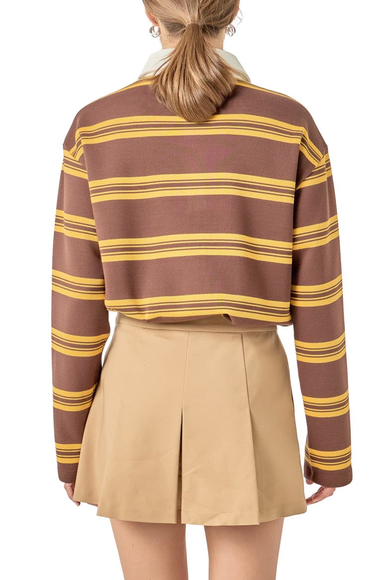 Stripe Polo Shirt, Alternate, color, BROWN/ YELLOW