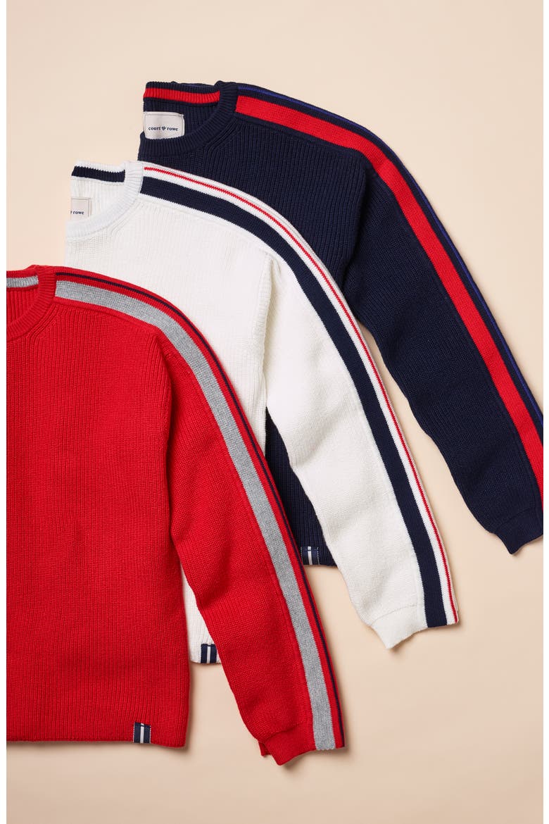 Stripe Sleeve Sweater, Alternate, color, NAVY CRUSH