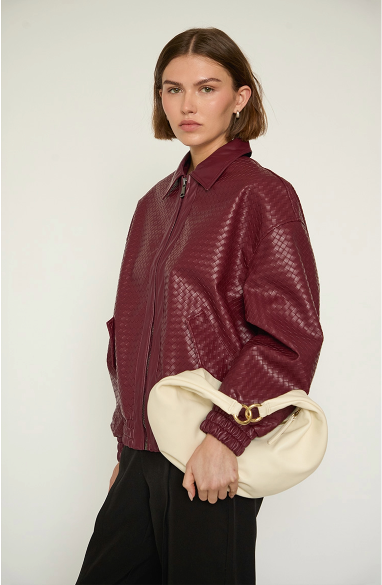 HYER GOODS Leather Convertible Hobo Crescent Ring Bag, Alternate, color, Off-White