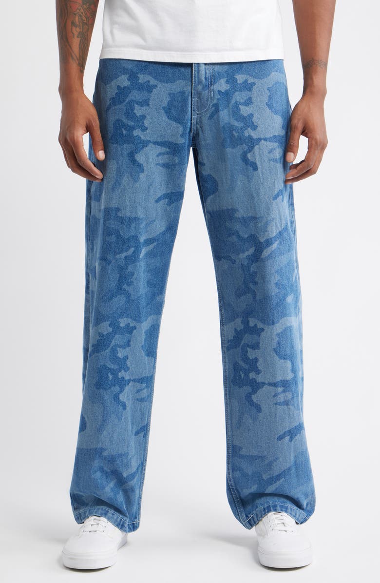 Vans Skate Check-5 Loose Camo Print Denim Jeans, Main, color, Stonewash Blue