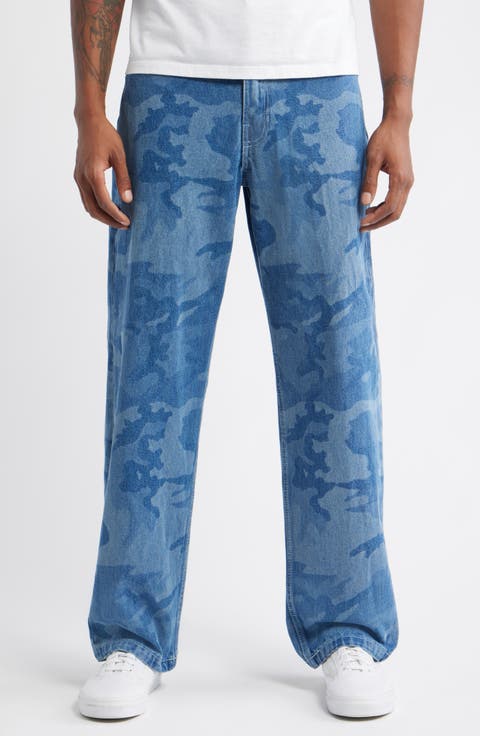 Skate Check-5 Loose Camo Print Denim Jeans