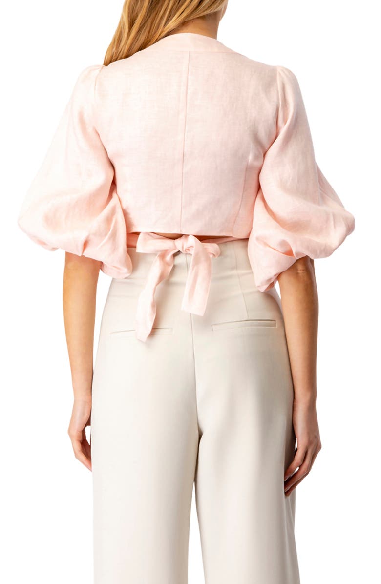 Bardot Mika Linen Crop Top, Alternate, color, 