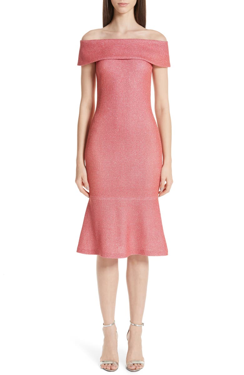 St. John Collection Links Sequin Off the Shoulder Dress, Main, color,