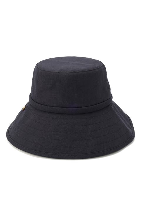bow ties long brim bucket hat