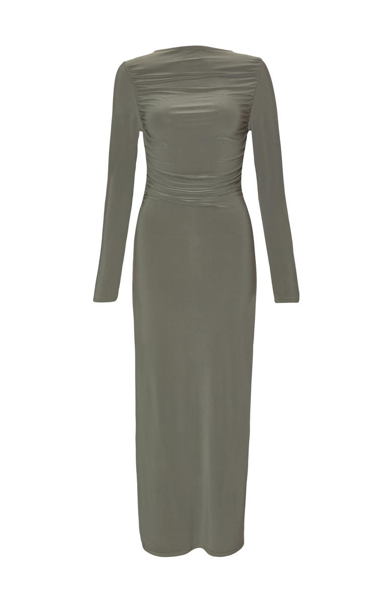 QUIZ Ity Long Sleeve Maxi Dress, Alternate, color, Khaki