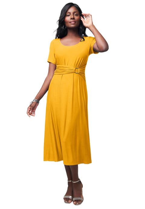 Buckle Midi Dress (Plus)