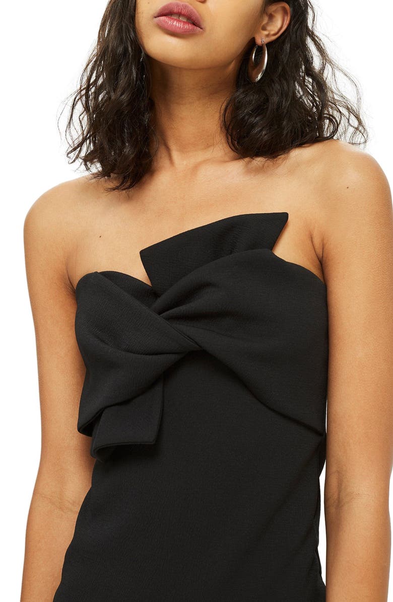 Topshop Bow Twist Textured Midi Dress, Alternate, color, 