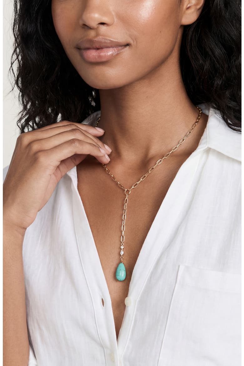 Teardrop Y-Necklace, Alternate, color, TURQUOISE