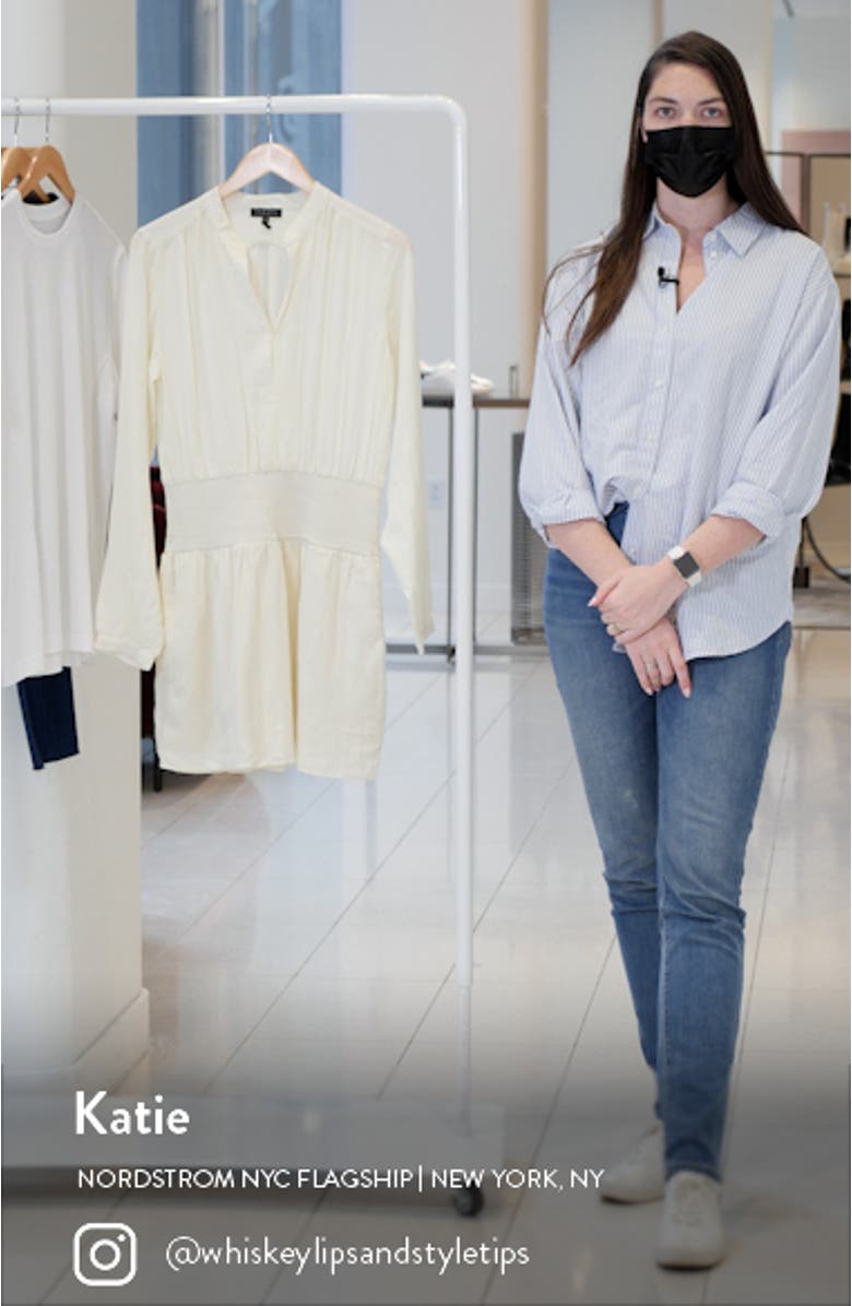 Calista Long Sleeve Cotton & Silk Minidress, sales video thumbnail
