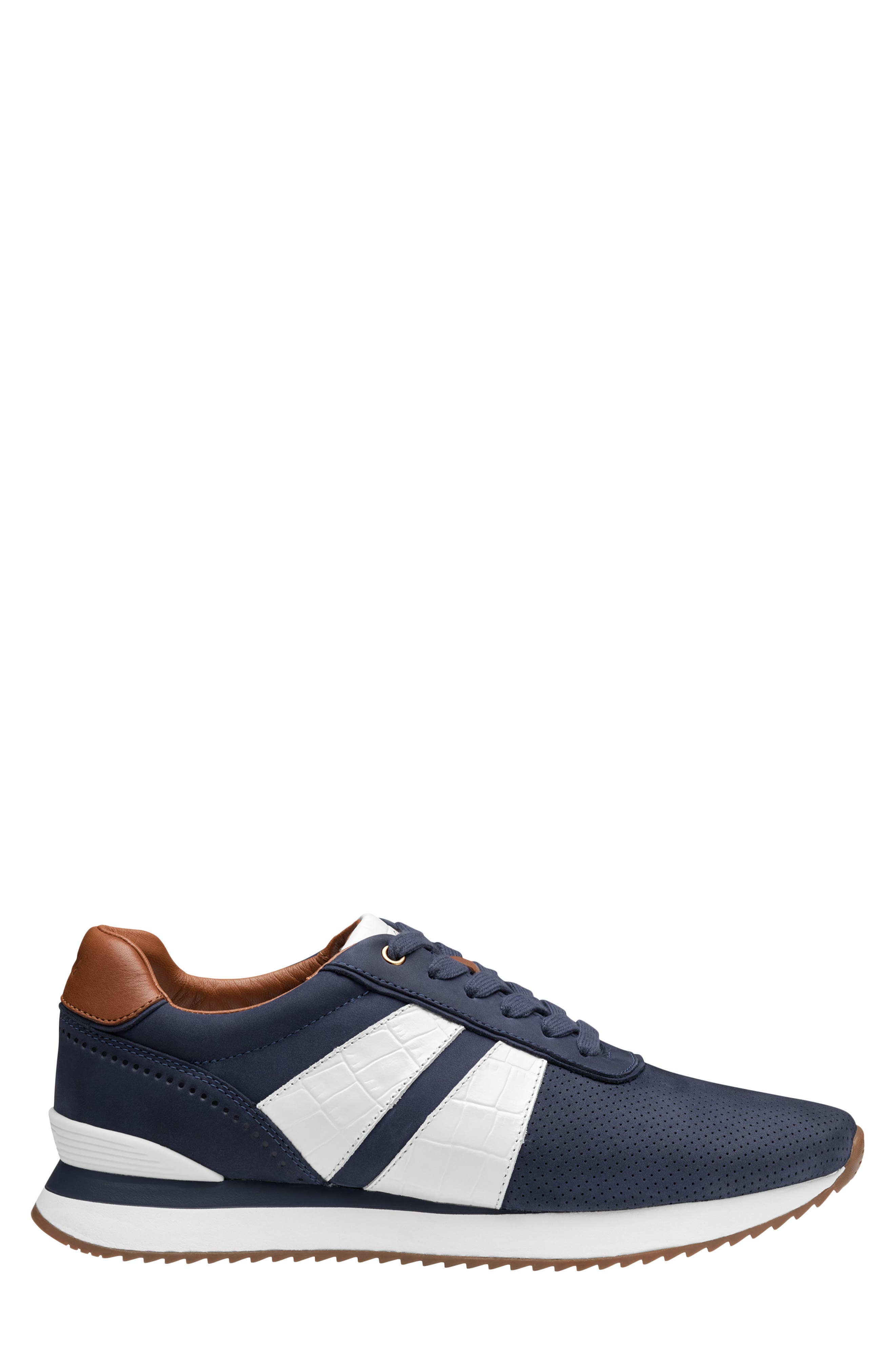 Morgan Sneaker, Alternate, color, NAVY NUBUCK/ WHITE CROC