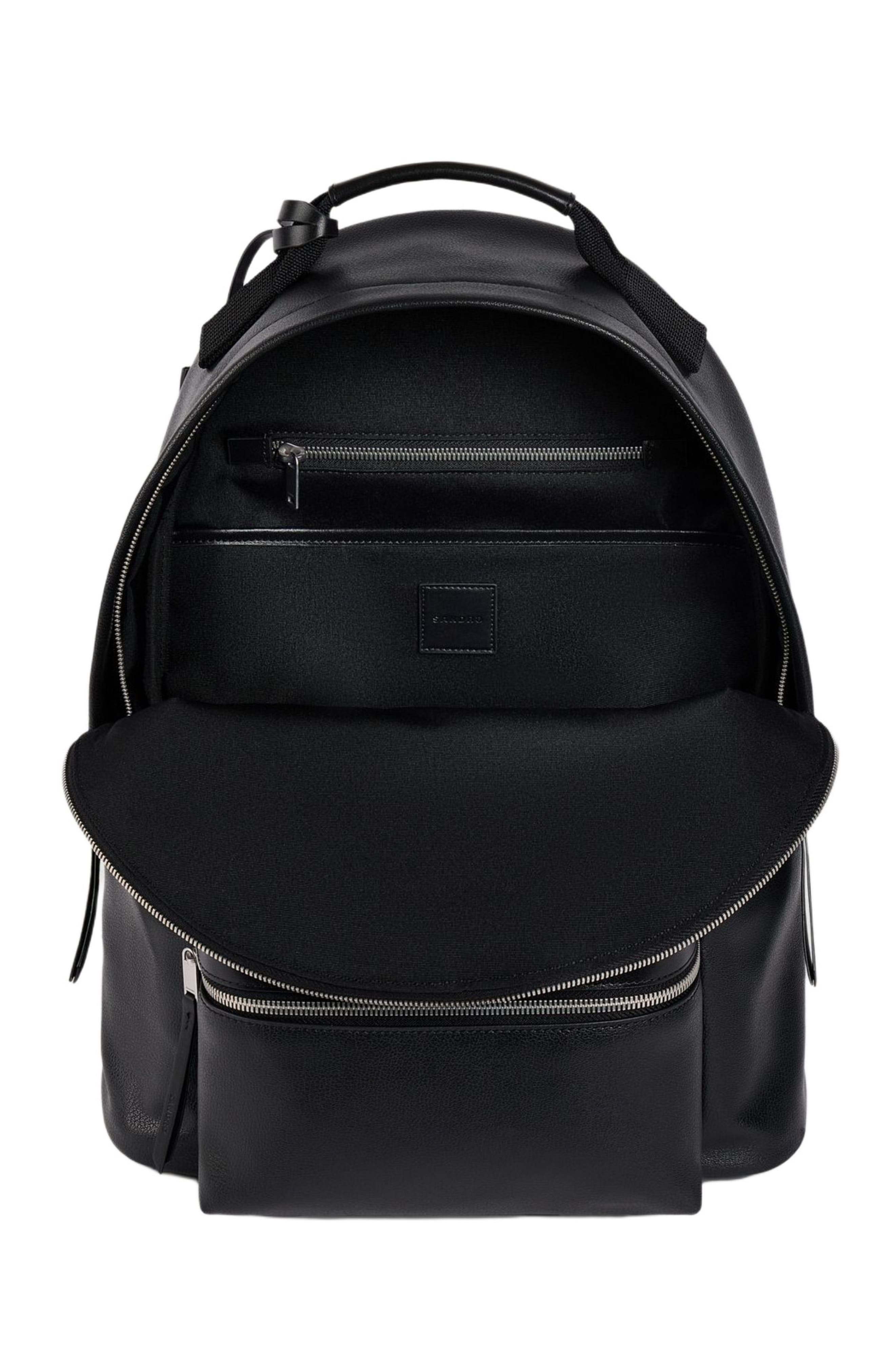 Reconstituted leather rucksack, Alternate, color, Black