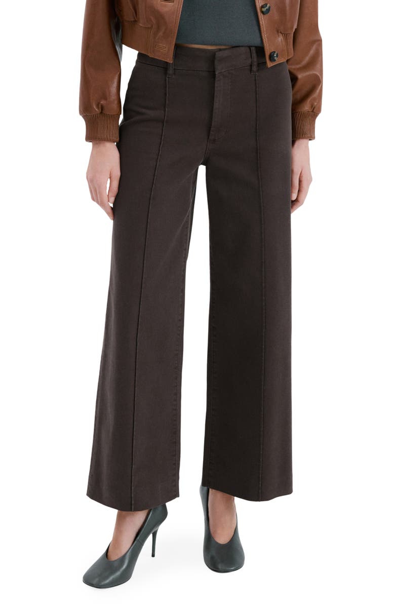 MANGO Seamed High Waist Wide Leg Jeans, Main, color, Chocolate