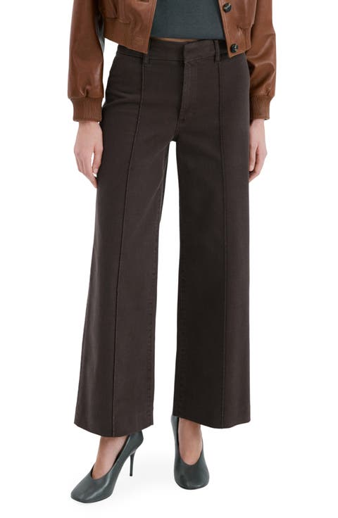 Seamed High Waist Wide Leg Jeans (Chocolate)
