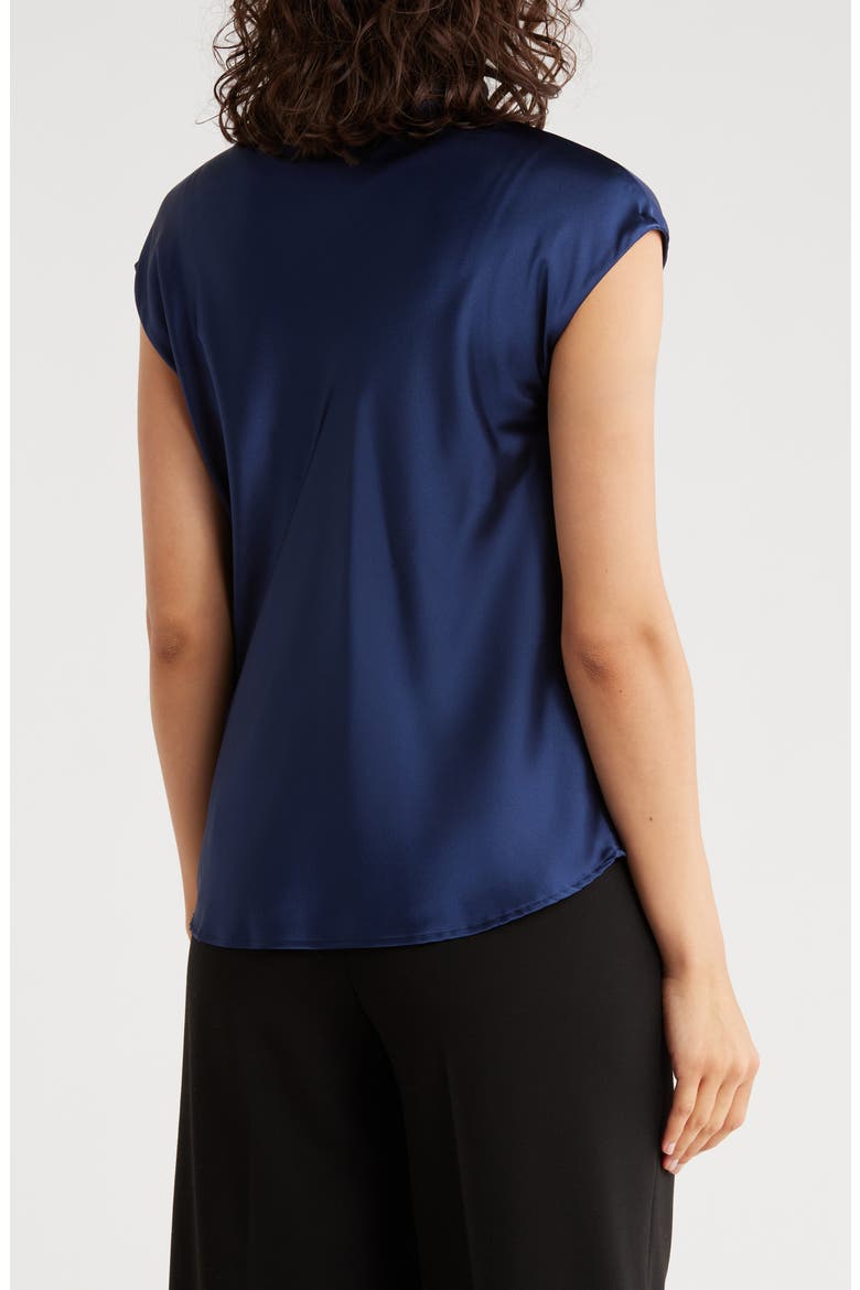 Cap Sleeve Satin Top with Scarf, Alternate, color, NAVY