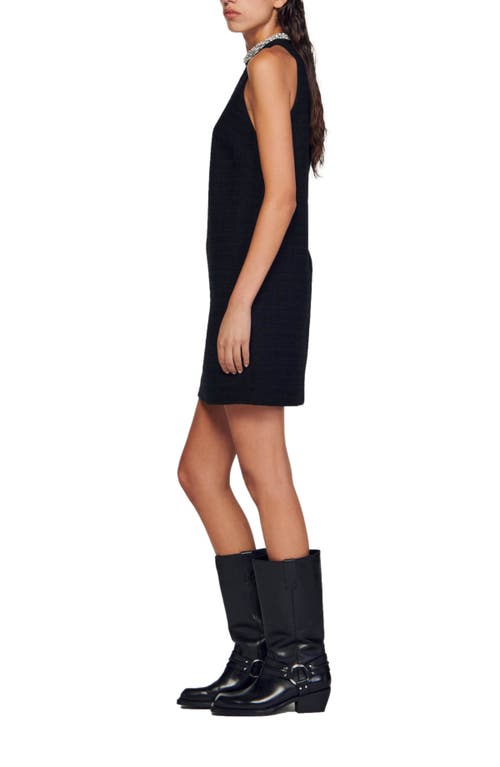Sandro Dress With Jewellery Collar In Black