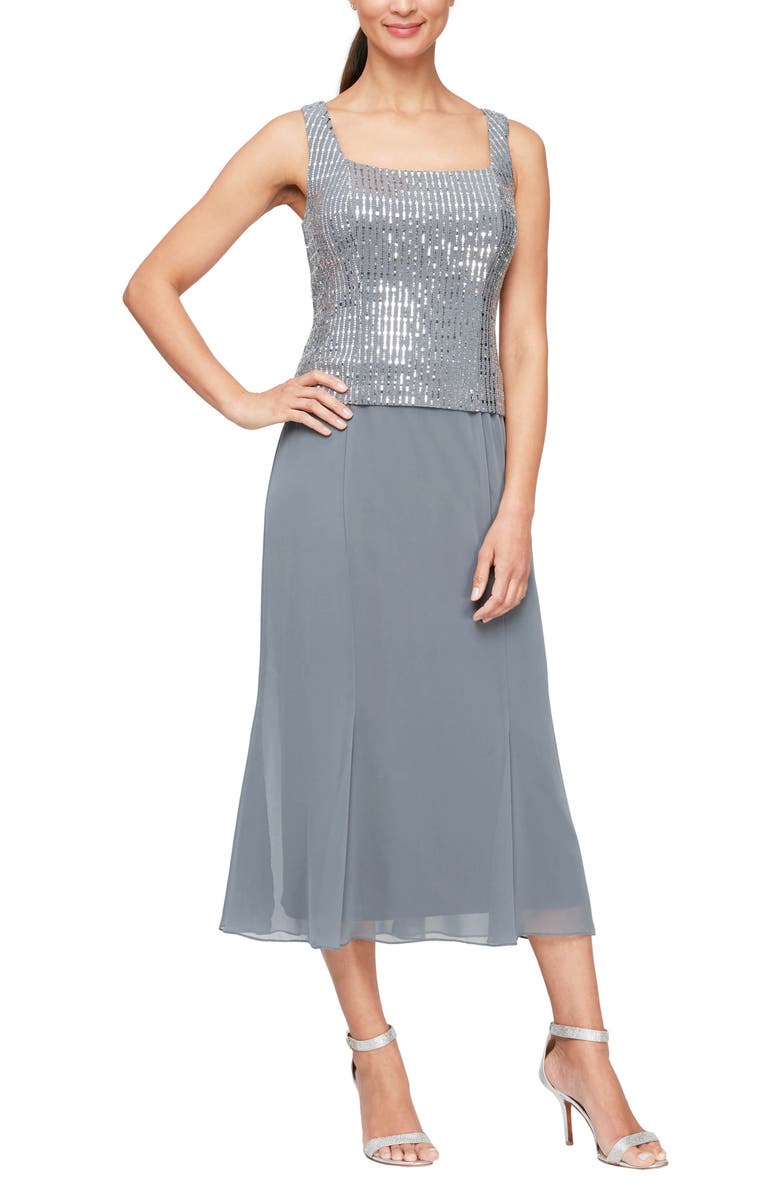 Alex Evenings Two-Piece Sequin & Chiffon Dress with Jacket, Main, color, 