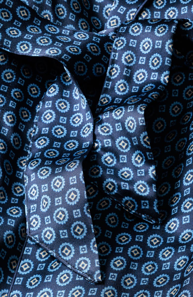 Petite Plume Midnight Silk Robe, Alternate, color, Navy