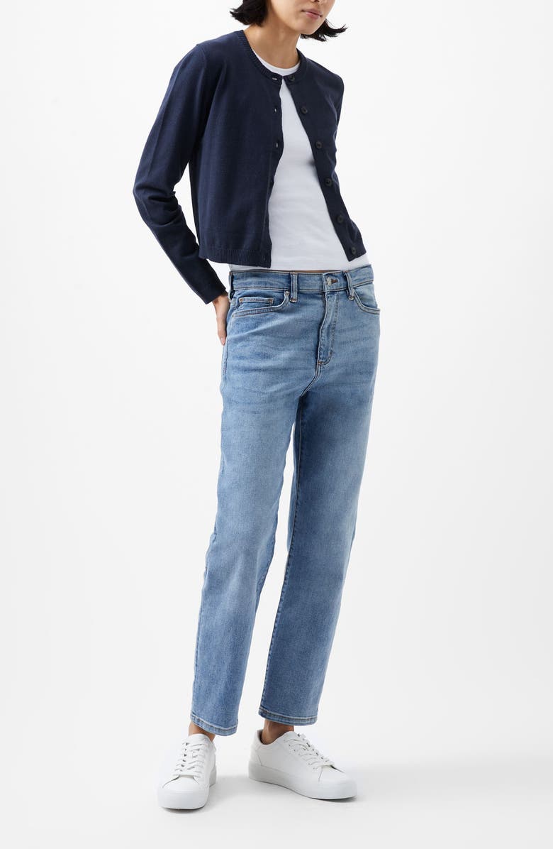 French Connection Crop Cardigan, Alternate, color, Charcoal Mel