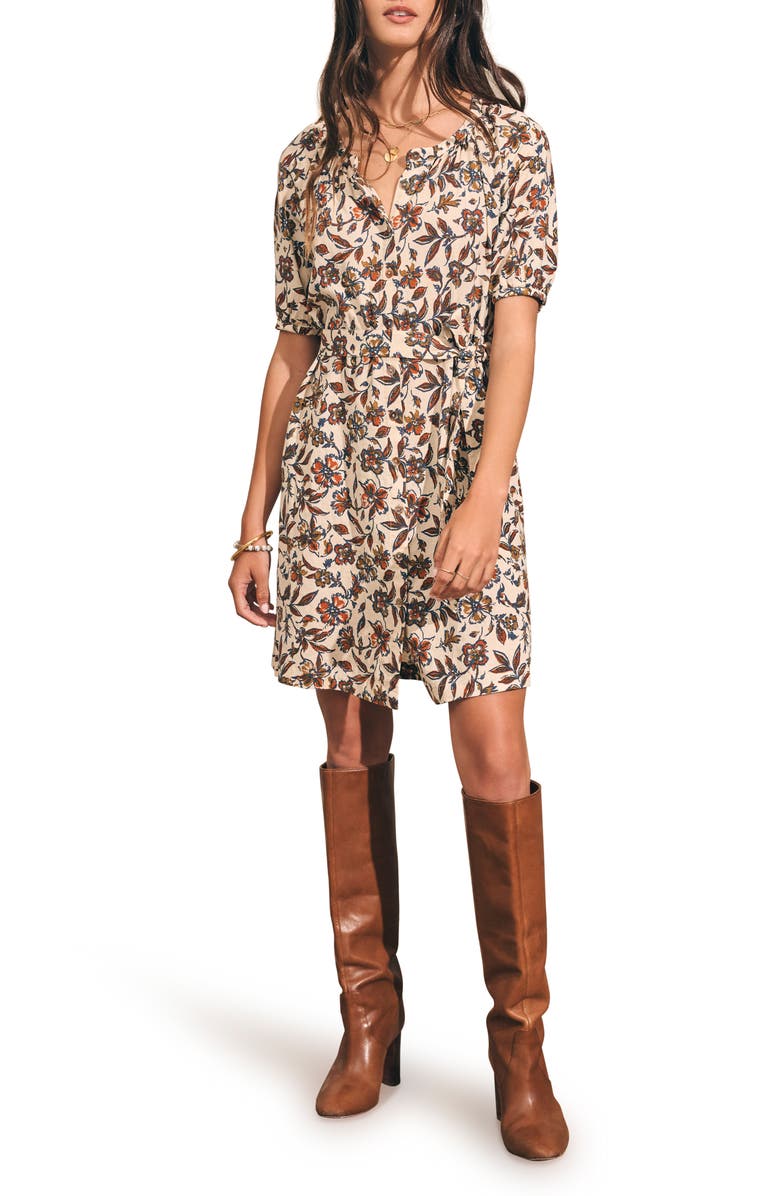 Faherty Carmel Floral Linen Blend Dress, Main, color, 
