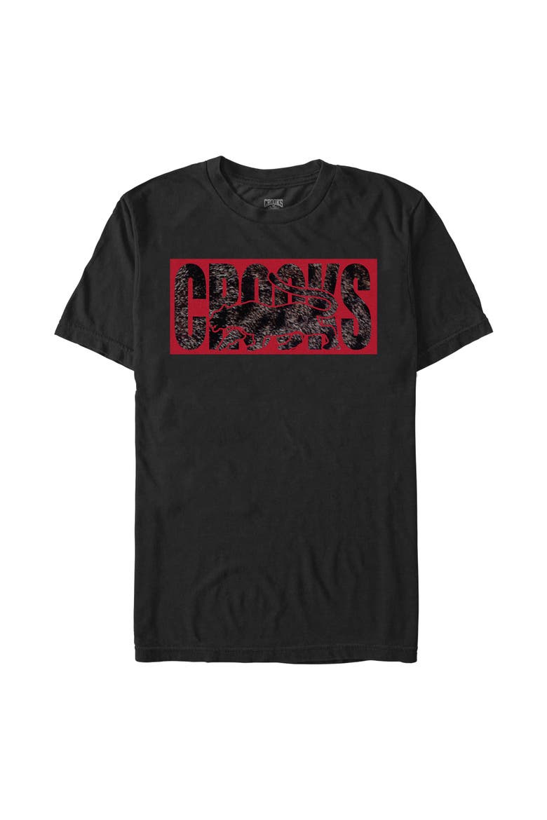Men's Crooks & Castles Tiger Fur Red Print  Graphic T-Shirt, Main, color, Black