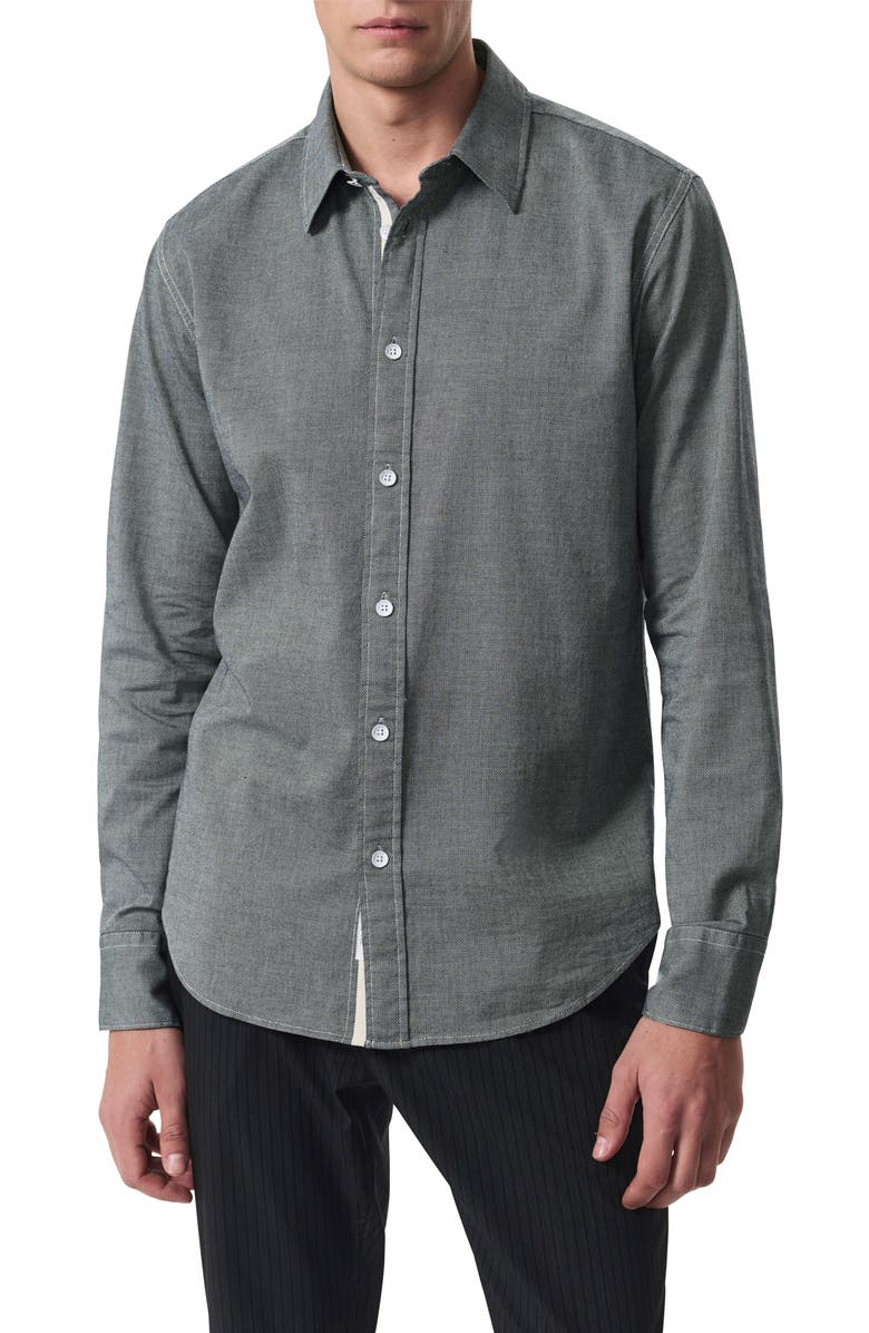 rag & bone Tomlin Cotton Dobby Button-Up Shirt, Main, color, Pearlgry