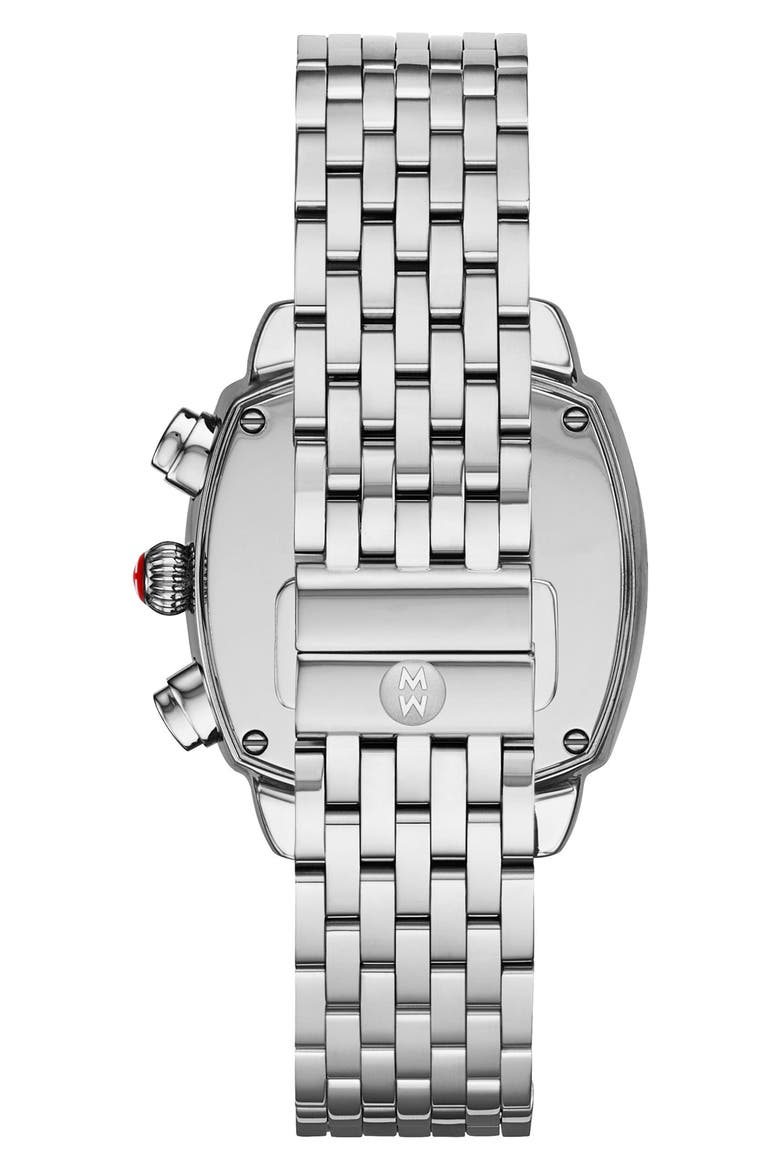 Ascalon Diamond Dial Chronograph Watch Head & Bracelet, 38mm, Alternate, color, SILVER/ WHITE/ SILVER