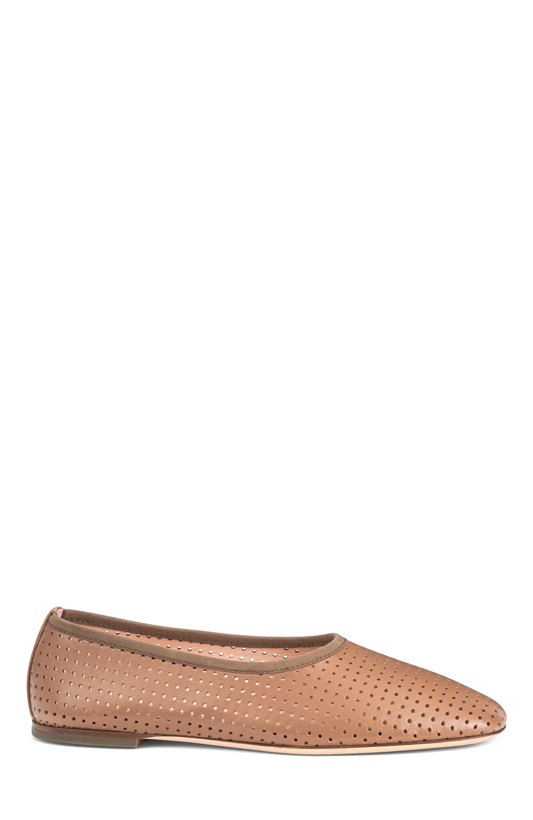 Lucy Perforated Ballet Flat, Main, color, Cocoa Nappa