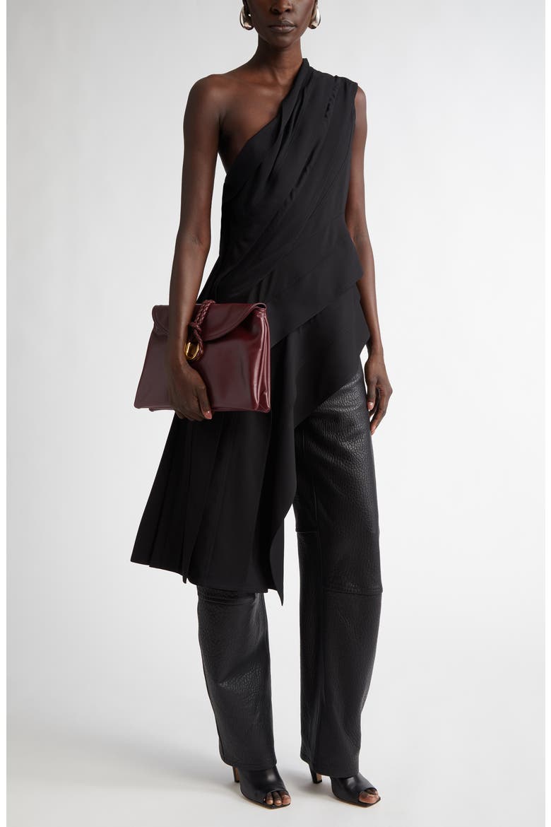 Rounded Leg Lambskin Leather Pants, Alternate, color, 1000 BLACK