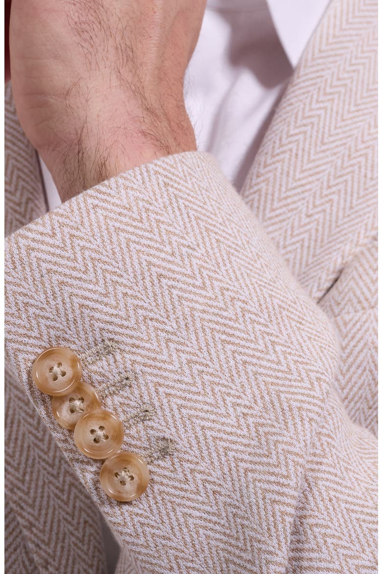 Tan Herringbone Knit Cotton Blend Sport Coat, Alternate, color, SAND