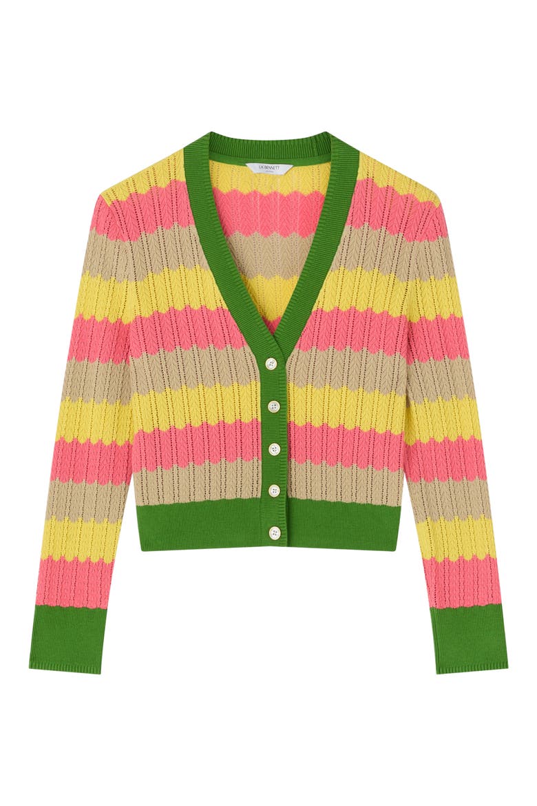 Cinzia Zigzag Pointelle Cardigan, Alternate, color, GREEN