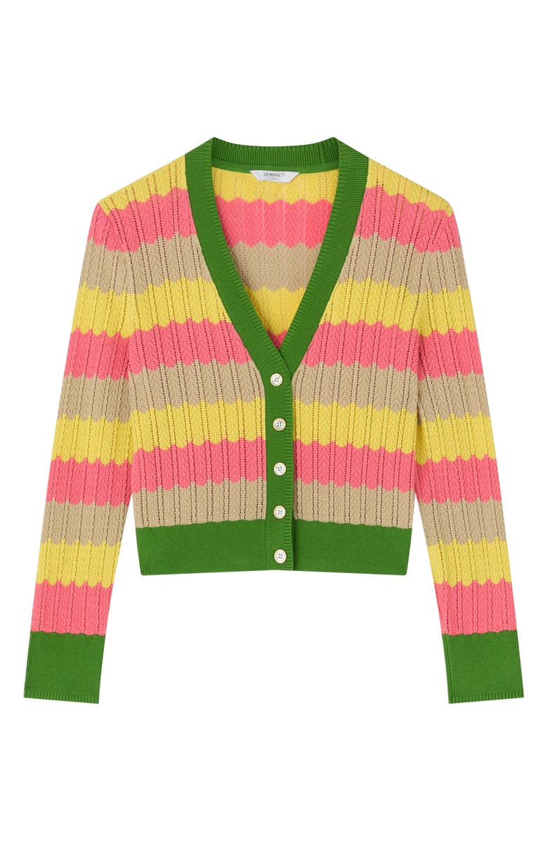 LK Bennett Cinzia Zigzag Pointelle Cardigan, Alternate, color, Green