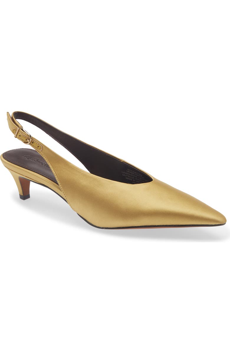Madewell Emilie Slingback Satin Pump, Main, color, Olive Grove