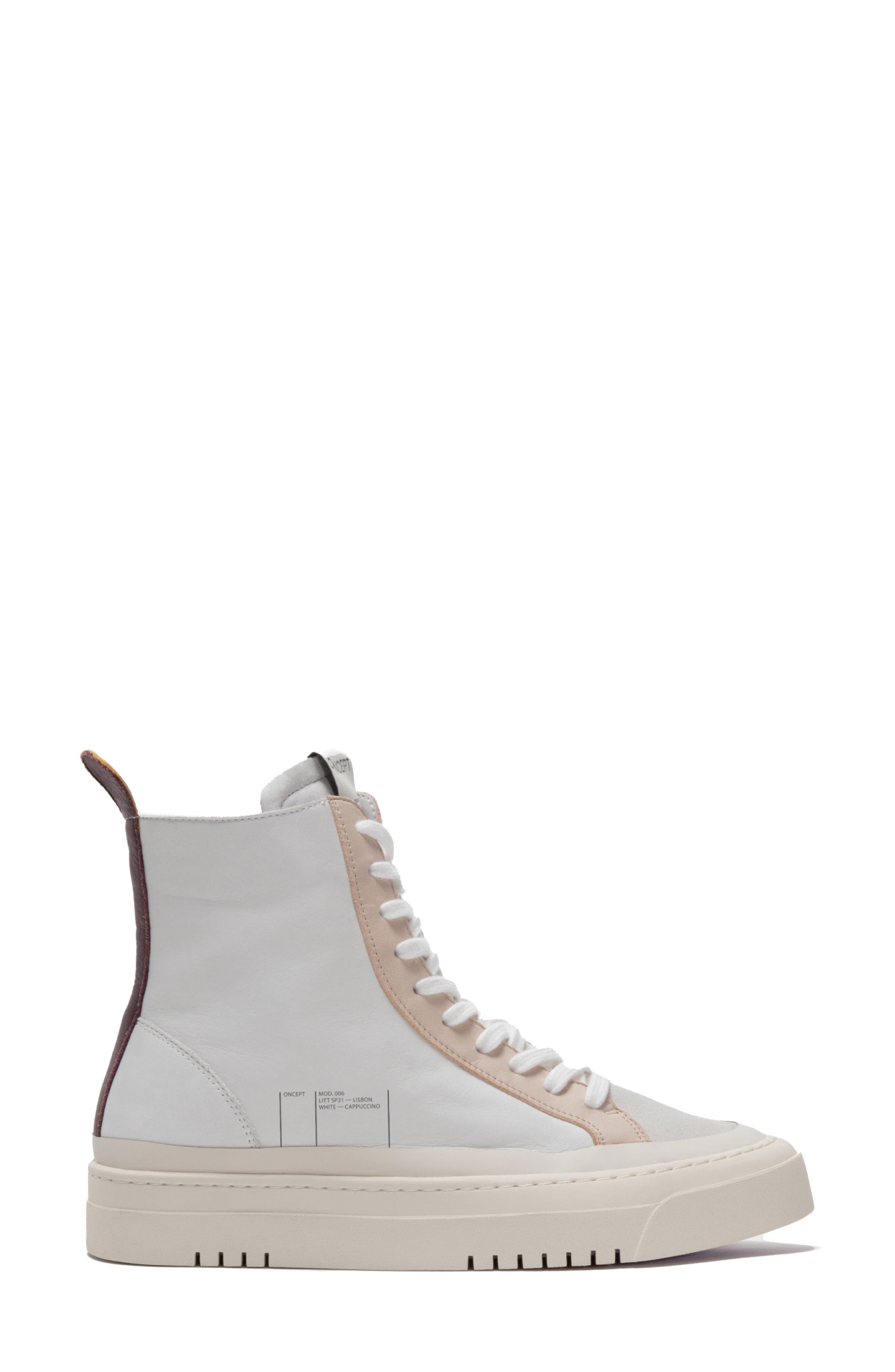 Oncept Lisbon High Top Sneaker, Main, color, White Cloud - Cappuccino