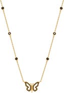 Karma and Luck Women's Gold Plated Butterfly Charm Necklace - Midnight Renewal
