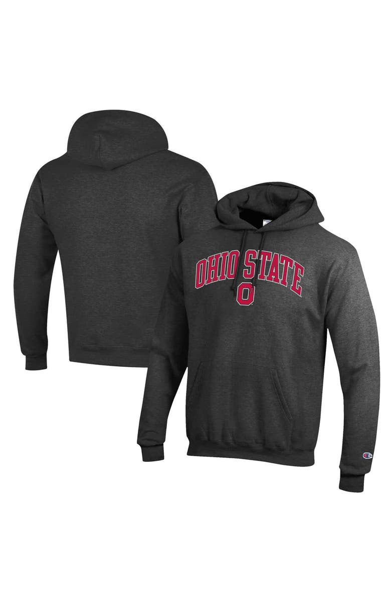Champion Men's Champion Charcoal Ohio State Buckeyes Arched Logo Fleece Pullover Hoodie, Main, color, Heather Charcoal
