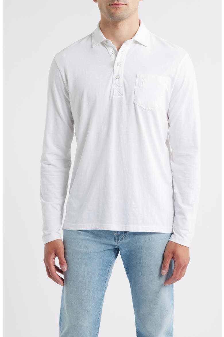 Coastal Wash Long Sleeve Pocket Polo, Main, color, WHITE