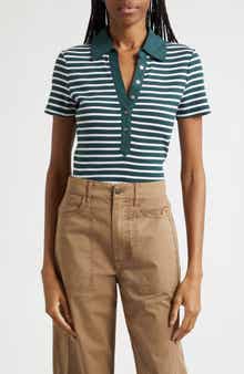 Kearney Stripe Mixed Media Stretch Cotton Top