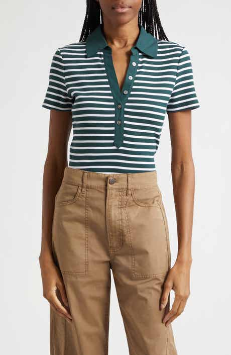 Kearney Stripe Mixed Media Stretch Cotton Top