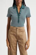 Veronica Beard Kearney Stripe Mixed Media Stretch Cotton Top