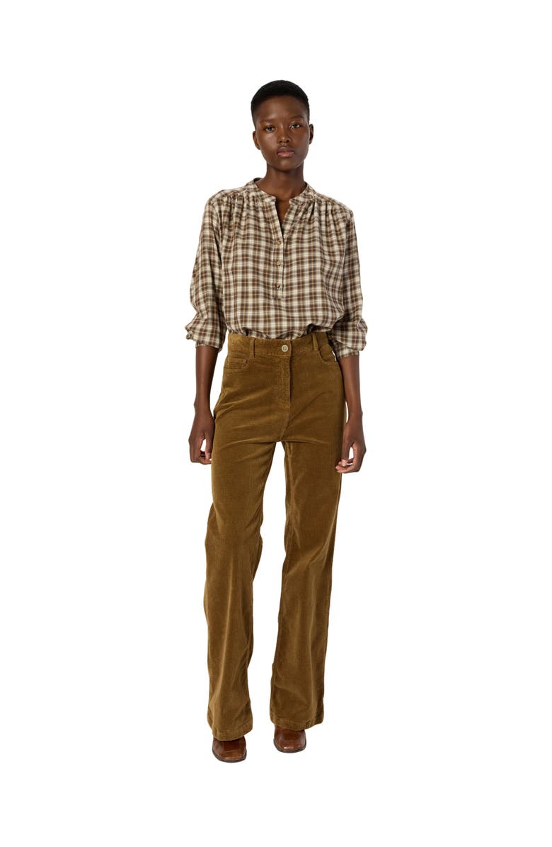 GERARD DAREL Aline Checked Blouse, Alternate, color, Brown