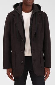 Bagatelle Wool Blend Blazer with Quilted Hooded Bib