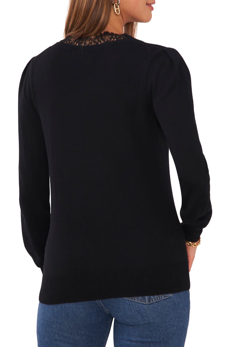 Vince Camuto Lace Trim V-Neck Sweater, Alternate, color,