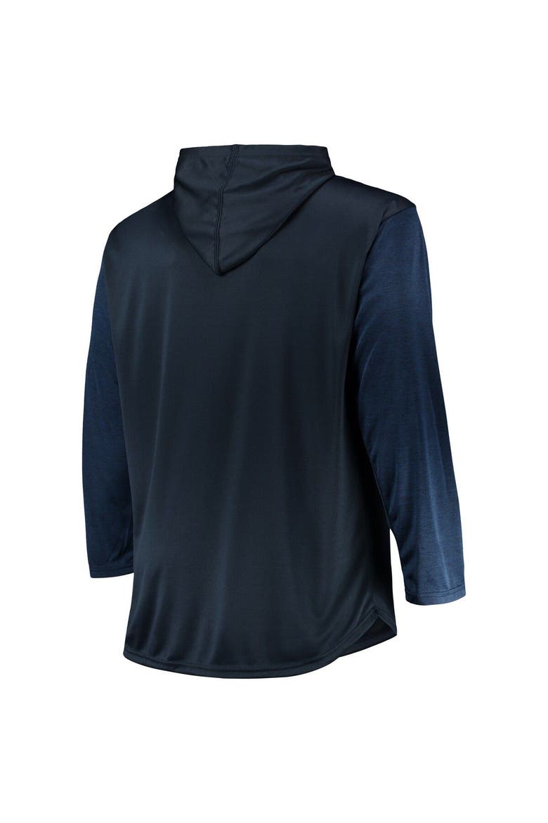 Men's Navy/Heathered Navy Detroit Tigers Big & Tall Wordmark Club Pullover Hoodie, Alternate, color, Navy