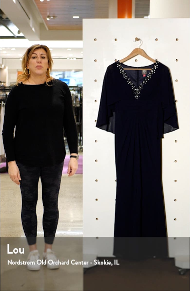 Beaded Neckline Capelet Gown, sales video thumbnail