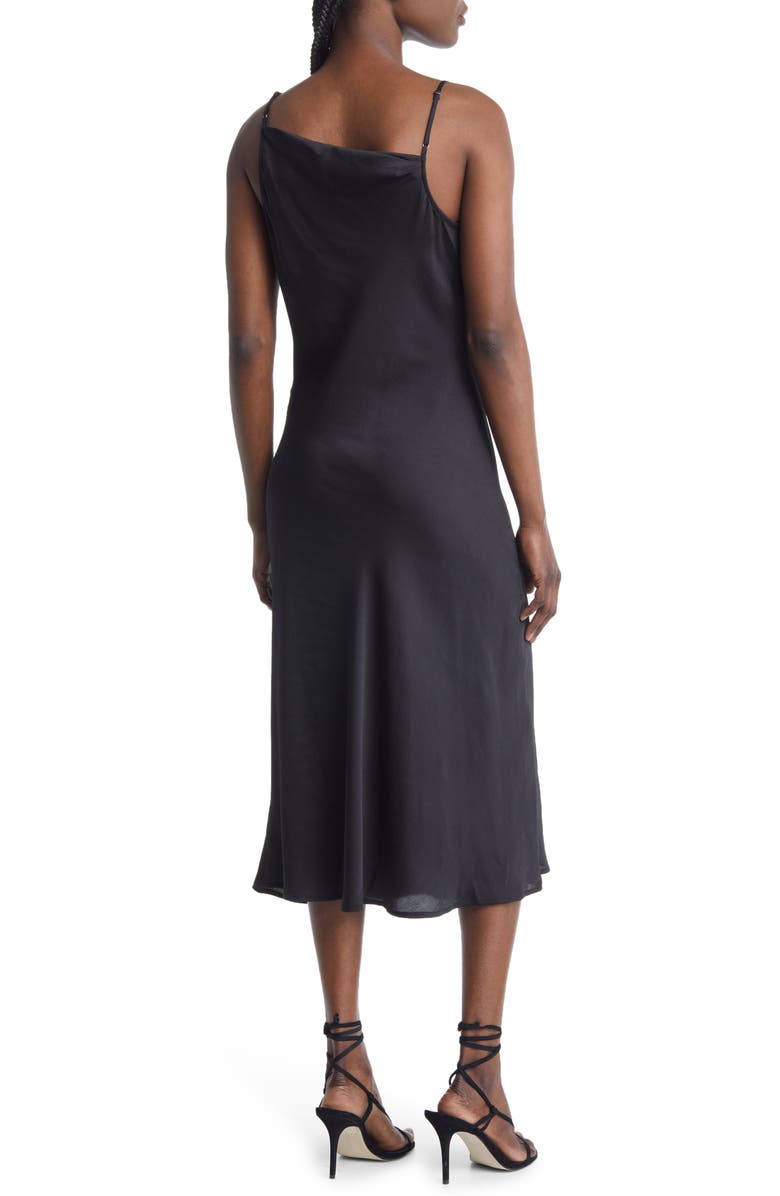 Open Edit Asymmetrical Neck Satin Dress, Alternate, color,