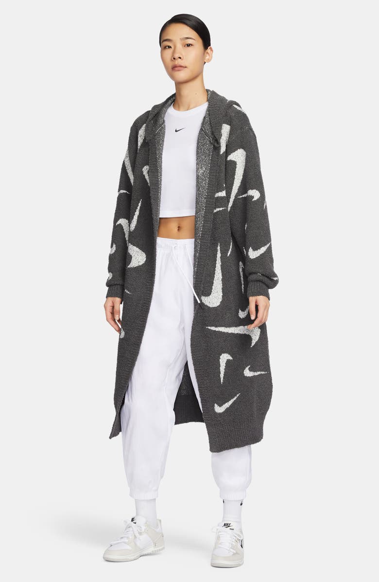 Nike Sportswear Cozy Bouclé Hooded Longline Cardigan, Alternate, color, 