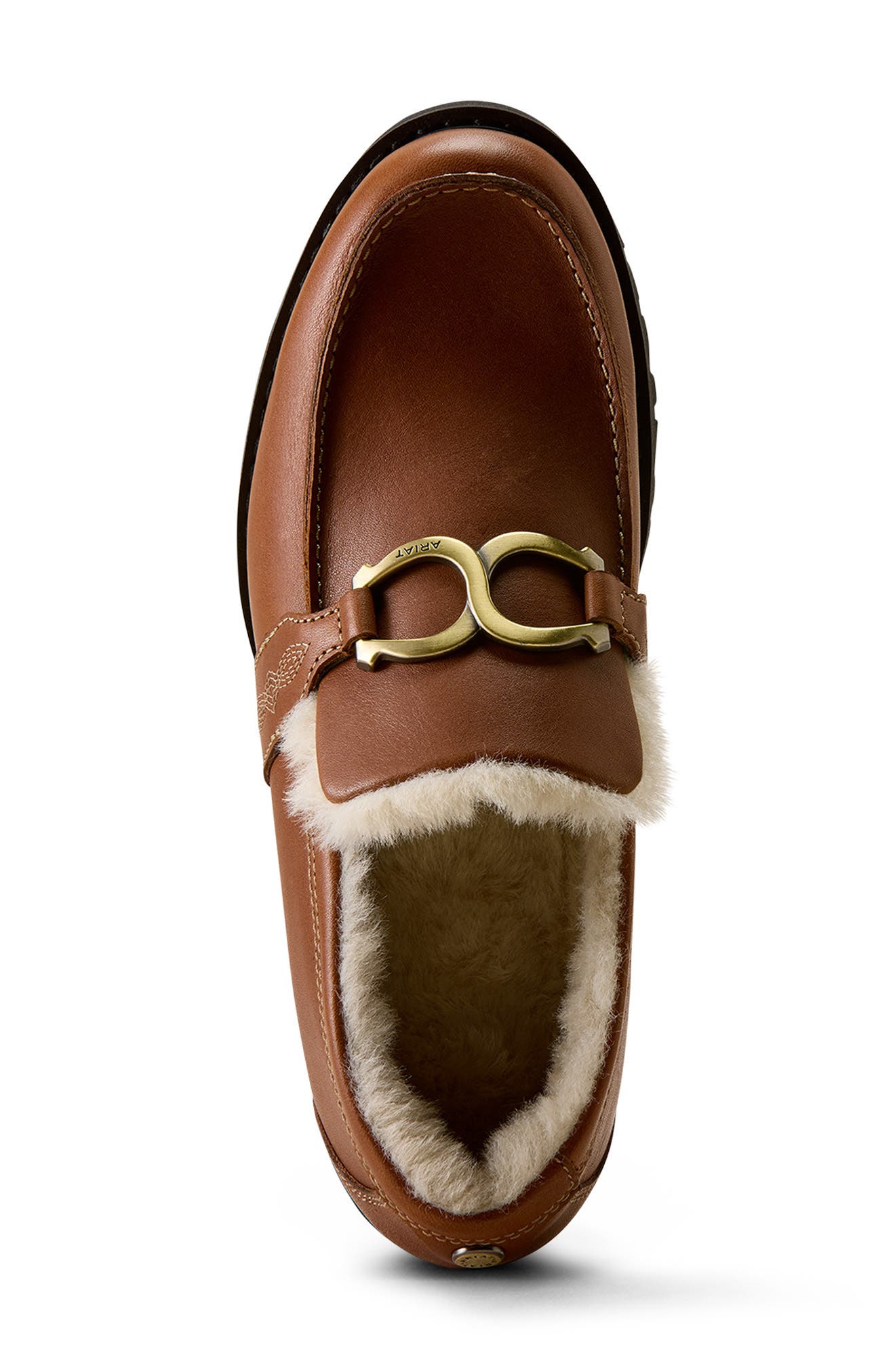 Stratford Faux Shearling Lined Leather Loafer, Alternate, color, AGED COGNAC
