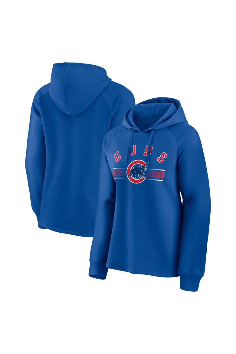 Women's Fanatics Branded Royal Chicago Cubs Perfect Play Raglan Pullover Hoodie, Main, color, Royal